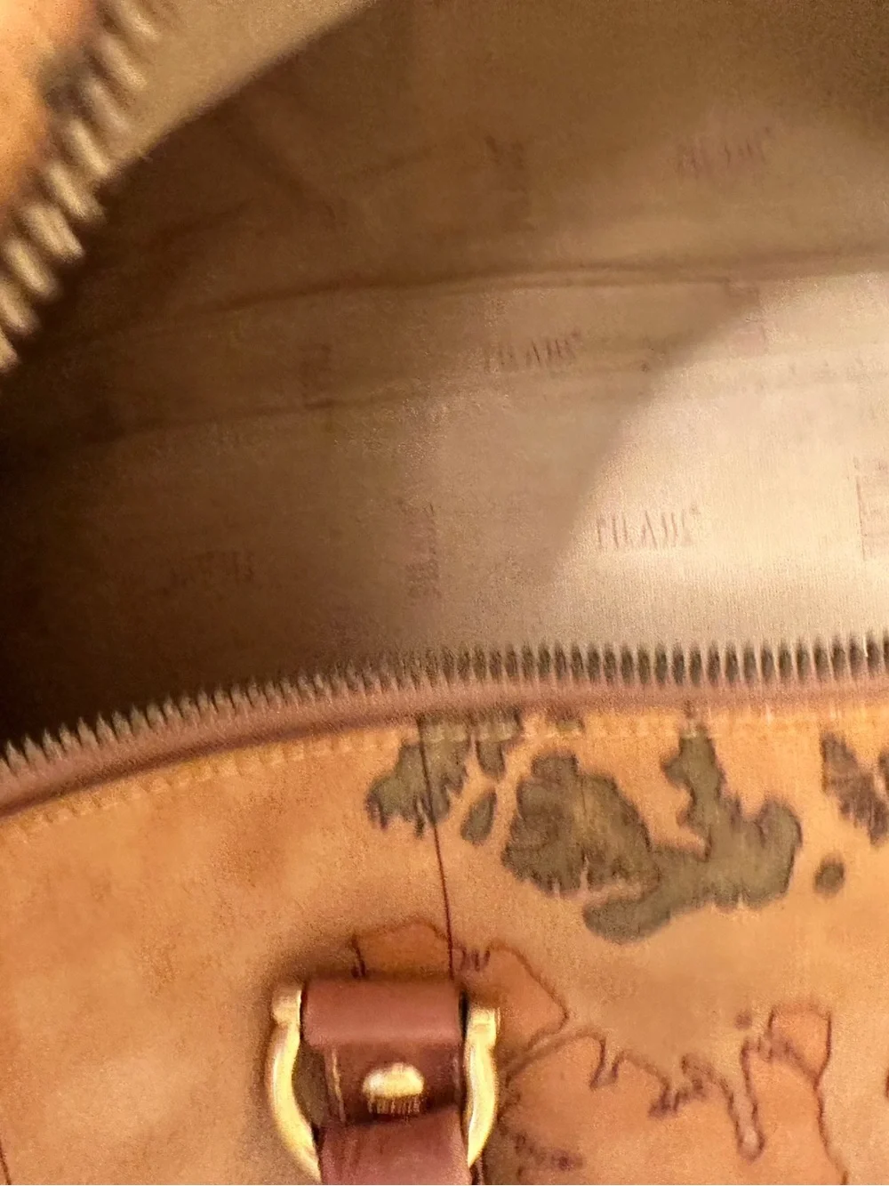 Alviero Martini Brown Geo-Print Leather Travel Weekender